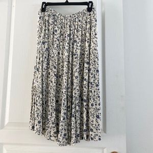 Floral Blue and White Midi Skirt